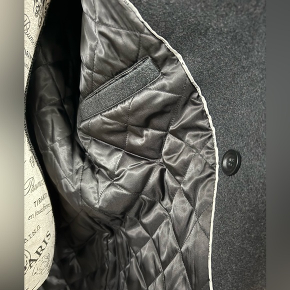 GUESS Dark Grey Military Wool-Blend Men's Coat - Picture 3 of 5